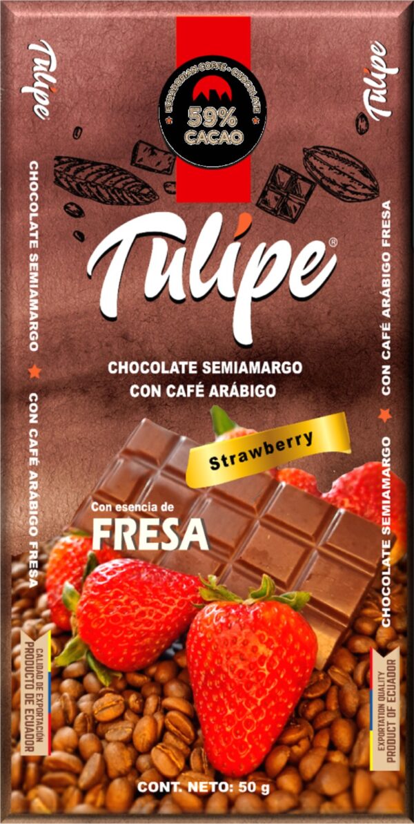 Chocolate Semiamargo con Café Arábigo con Esencia de Fresa